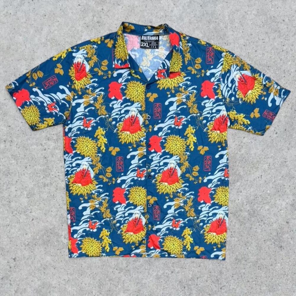 Inuyasha Anime Floral Button Up Hawaiian Shirt